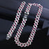 2Pc FULLY ICED 14K White Gold Plated CZ Miami Cuban Link Chain Necklace & Bracelet