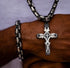 2Pc Men Creative Multi-Layer 2-Tone Cross Pendant with Byzantine Necklace & Bracelet