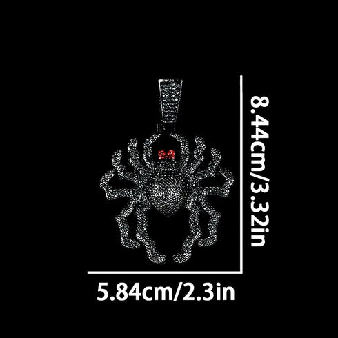 FULLY ICED Black Rhodium Plated Cubic Zirconia Spider Pendant & Cuban Necklace