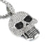 Iced Out 14K White Gold Plated Cubic Zirconia Sugar Skull Head Pendant Necklace