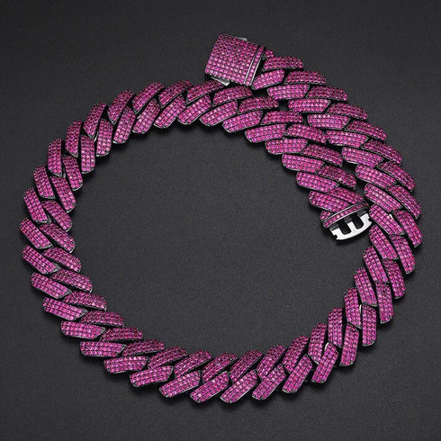 2Pcs FULLY ICED Gun Black Rhodium Plated CZ Cuban Link Hip Hop Necklace+Bracelet