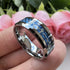 Men's 8mm Tungsten Blue Heartbeat Pattern Carbon Fiber Comfort-Fit Wedding Band