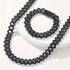 2 Pc FULLY ICED Black Rhodium Plated Cubic Zirconia Necklace & Bracelet