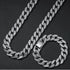 2Pc FULLY ICED 14K White Gold Plated CZ Miami Cuban Link Chain Necklace & Bracelet