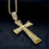 Iced Out Bling 18K Gold Plated Cubic Zirconia Cross Pendant Necklace