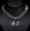 ICED OUT Broken Heart Rhodium Plated Purple Cubic Zirconia Cuban Chain Necklace