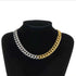 2 Pc Iced Out 2-Tone 14K Gold Plated Cubic Zirconia Miami Cuban Necklace & Bracelet