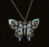 Exaggerated Boho Vintage Hollow Enameled Turquoise Butterfly Pendant Necklace