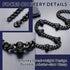 2 Pcs Black Gothic Thorns Skull Rhodium Plated Cuban Halloween Necklace & Bracelet
