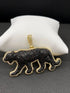 Iced Out 14K Gold Plated Cubic Zirconia Black Jaguar Panther Pendant Necklace