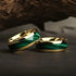 Men's 8mm Titanium Gold Fabricated Malachite Inlay Comfort-Fit Wedding Band