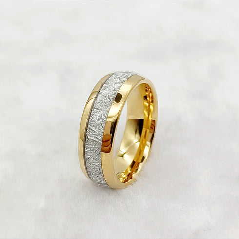 Men's 8mm Titanium Meteorite Inlay Comfort-Fit Polished Engagement Wedding Band