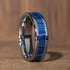 Men's 8mm Titanium Blue Textured Marble Design Comfort-Fit Polished Wedding Band