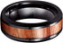 Men's 8mm Tungsten Black Hawaii Koa Wood Beveled-Edges Polished Wedding Band
