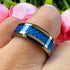 Men 8mm Tungsten Beveled-Edges Blue Carbon Fiber Inlay Comfort-Fit Wedding Band