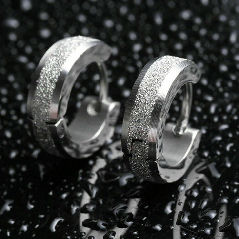 316L Surgical Steel Classic Frosted Men Women Hypoallergenic Huggie Hoop Earring