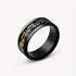 Men's 8mm Comfort Fit Black Tungsten Celtic Gold Dragon Blue Carbon Fiber Ring