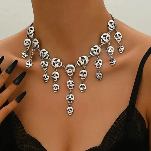 Punk Gothic Layered Tassel Hallow Skull Women Halloween Necklace/Bracelet