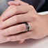 Brushed Black Silver Groove CZ Comfort-Fit 8mm Tungsten Wedding Band