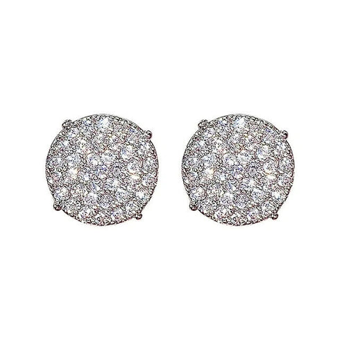 Exquisite Micro Pave 14K White Gold Plated 5A CZ Cluster Men Women Stud Earrings