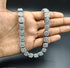 2-Pc FULLY ICED 14K White Gold Plated Square Cluster CZ Tennis Chain Necklace & Bracelet