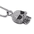 Iced Out 14K White Gold Plated Cubic Zirconia Sugar Skull Head Pendant Necklace
