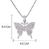 Iced Out Paved 14K White Gold Plated Cubic Zirconia Butterfly Pendant Necklace