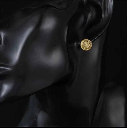 Exquisite Paved 18K Gold Plated Cubic Zirconia Cluster Men Women Stud Earrings