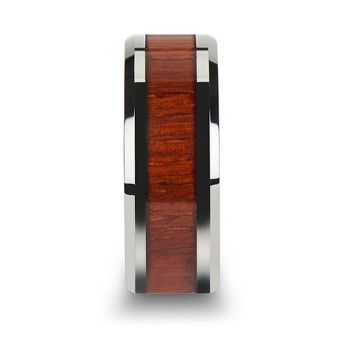 Men's 8mm Tungsten Ring Koa Wood Inlay Comfort-Fit Engagement Wedding Band