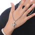 Titanium Creative Multi-Layer Cubic Zirconia Cross Pendant Necklace