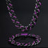 2Pcs FULLY ICED Bling Gun Black Rhodium Plated CZ Cuban Chain Necklace+Bracelet