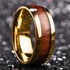 Men's 8mm Tungsten Yellow Gold Hawaii Koa Wood Comfort-Fit Polished Wedding Band