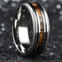 Men's 8mm Titanium Silver Zebra Wood Inlay Sawtooth Edge Engagement Wedding Band