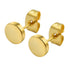 3Pairs 316L Surgical-Steel Flat Round Black Silver Gold Men Women Stud Earrings