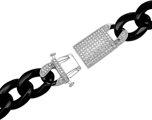 Iced Out 14K Gold Plated CZ Ankh Cross/Avant-Garde 2Tone Cuban Necklace & Bracelet