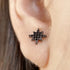 Black Eight Pointed Star Cubic Zirconia Versatile Stud Earrings For Men & Women