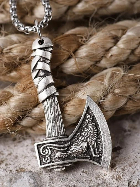Norse Runes Viking Thor Hammer/Wolf Axe/Wing Cross Sword Amulet Pendant Necklace