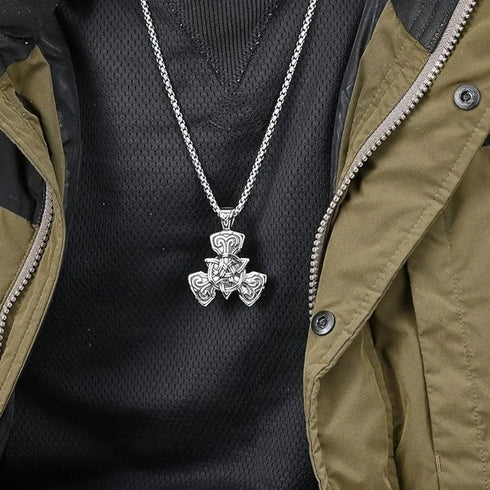 Norse Rune Viking Titanium Celtic Triquetra Trinity Knot Amulet Pendant Necklace