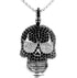 Iced Out 14K White Gold Plated Cubic Zirconia Sugar Skull Head Pendant Necklace