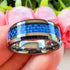 Men 8mm Tungsten Beveled-Edges Blue Carbon Fiber Inlay Comfort-Fit Wedding Band