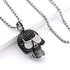 Iced Out 14K White Gold Plated Cubic Zirconia Sugar Skull Head Pendant Necklace