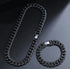 2Pcs Men Iced Out Gun Black Rhodium Plated CZ Cuban Link 55CM Necklace & Bracelet Set