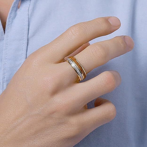 Men's 8mm Tungsten Ring Koa Wood & Meteorite Inspired Comfort-Fit Wedding Band
