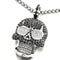 Iced Out 14K White Gold Plated Cubic Zirconia Sugar Skull Head Pendant Necklace