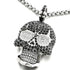 Iced Out 14K White Gold Plated Cubic Zirconia Sugar Skull Head Pendant Necklace