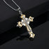 Titanium Creative Multi-Layer Cubic Zirconia Cross Pendant Necklace