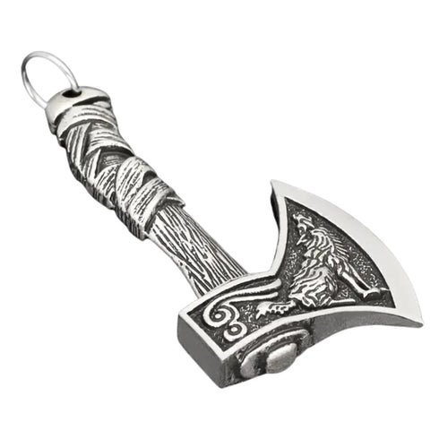 Norse Runes Viking Thor Hammer/Wolf Axe/Wing Cross Sword Amulet Pendant Necklace
