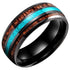 Men's 8mm Tungsten Carbide Crushed Turquoise Koa Wood Comfort-Fit Wedding Band