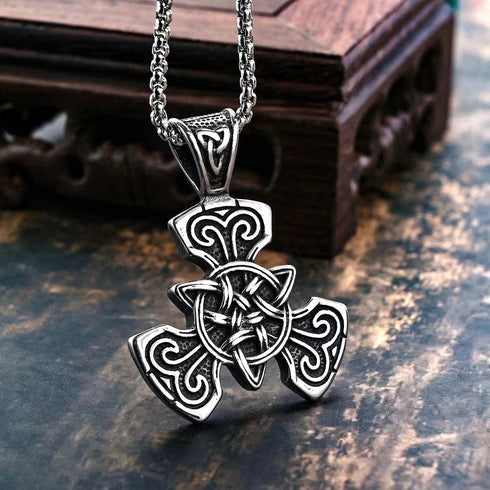 Norse Rune Viking Titanium Celtic Triquetra Trinity Knot Amulet Pendant Necklace