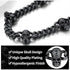 2 Pcs Black Gothic Thorns Skull Rhodium Plated Cuban Halloween Necklace & Bracelet